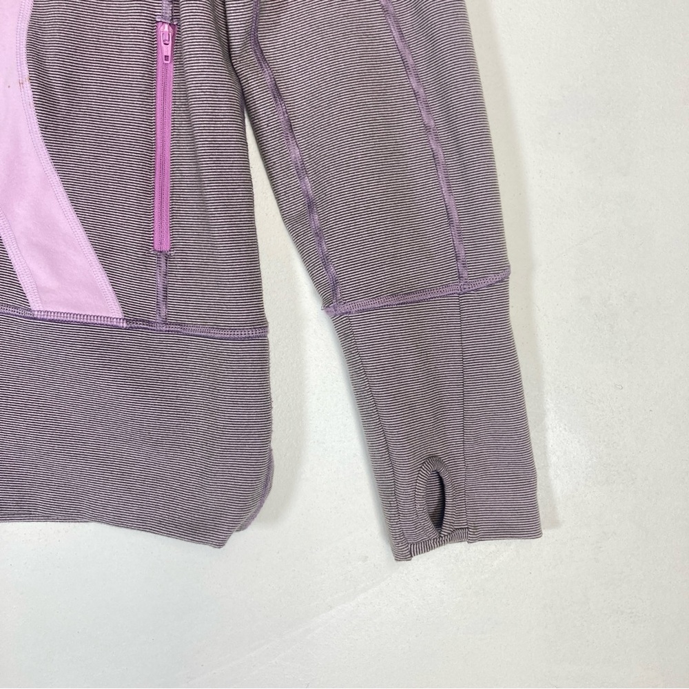 LULULEMON Size 10 Stride Jacket *Brushed in Lilac Heathered Coat Striped - Picture 5 of 15